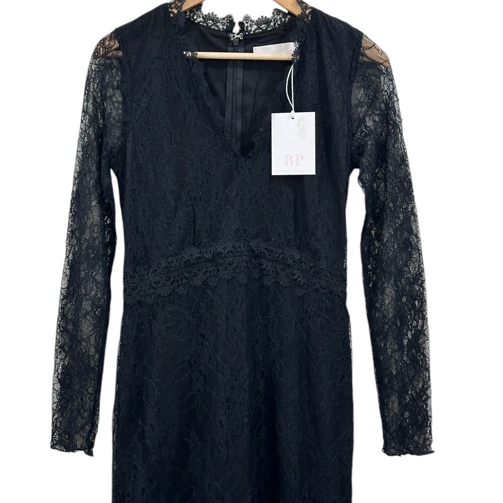 NWT Rachel Parcell Lace Tiered Midi Dress In Black - Picture 6 of 7